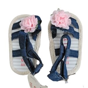 Esprit Baby Sandals Size 0-6 Months Chambray Pink Flower